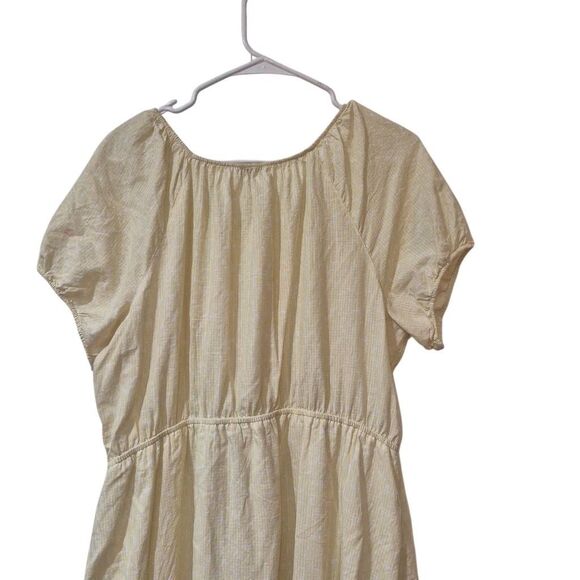 Free Assembly Women's Pale Yellow & White Cotton Tiered Scoop Neck Lined Peasant - Picture 6 of 13